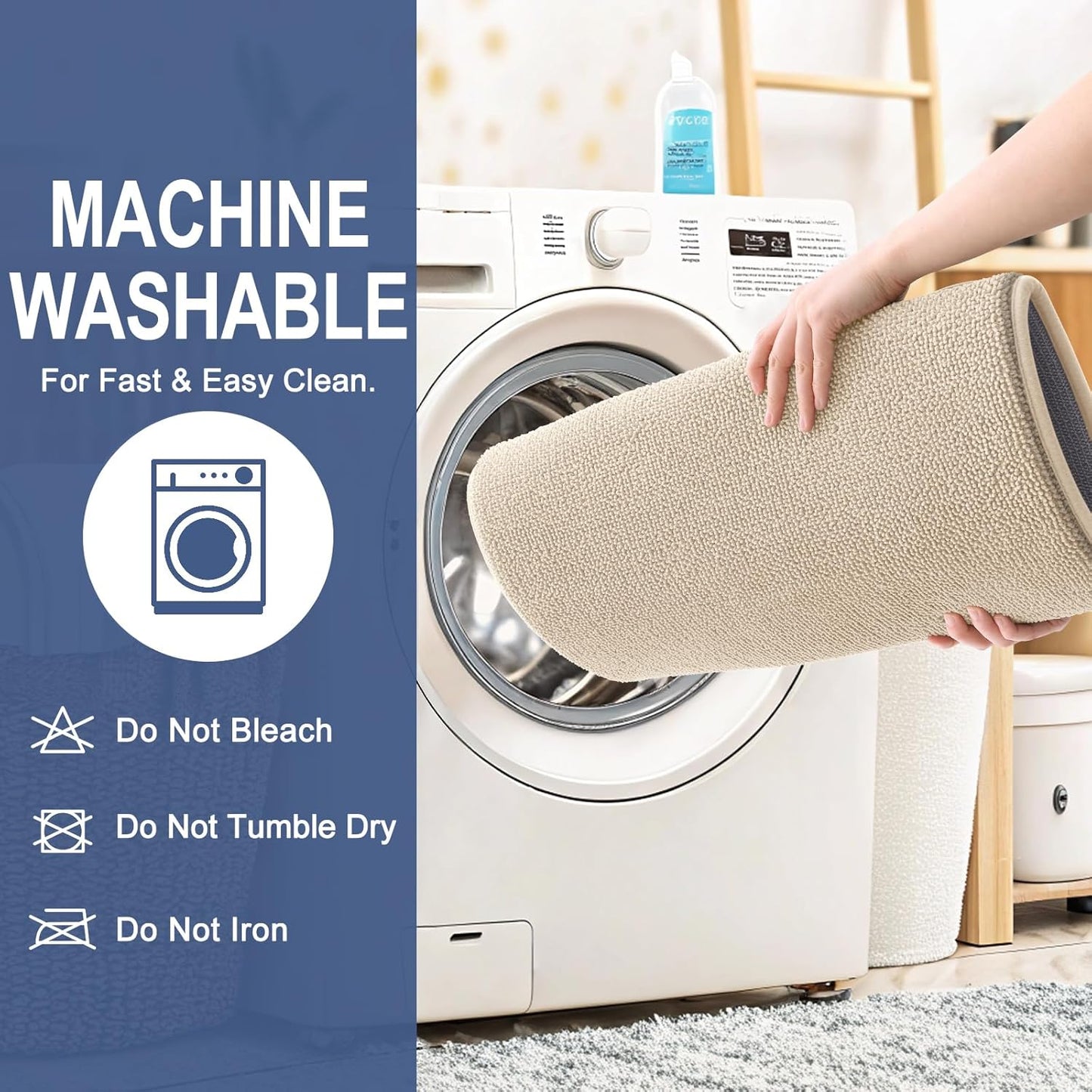 OLANLY Thick Memory Foam Bath Mat Rug 36x24, Extra Soft Absorbent Bathroom Rug, Quick Dry Bath Mats, Non-Slip, Machine Washable Carpet for Bathroom, Tub and Shower, Home Decor Accessories, Beige