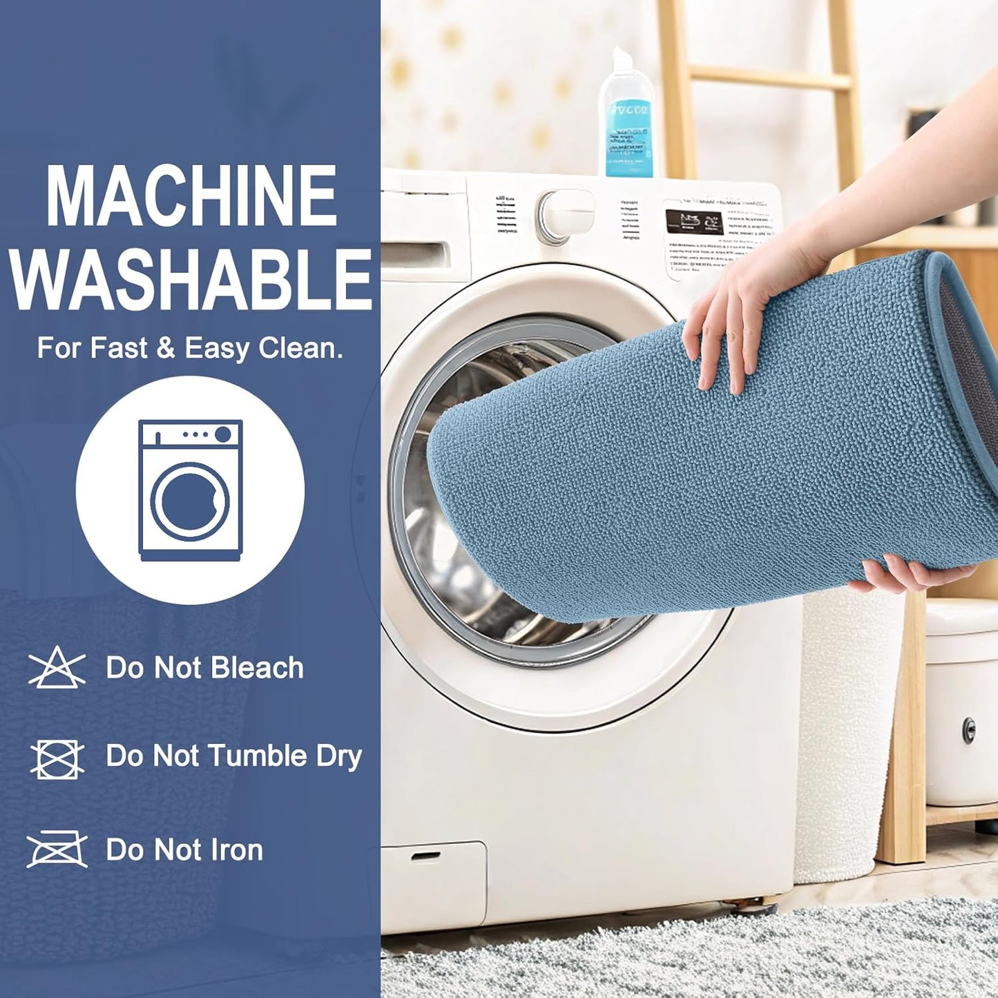 OLANLY Thick Memory Foam Bath Mat Rug 36x24, Extra Soft Absorbent Bathroom Rug, Quick Dry Bath Mats, Non-Slip, Machine Washable Carpet for Bathroom, Tub and Shower, Home Decor Accessories, Airy Blue