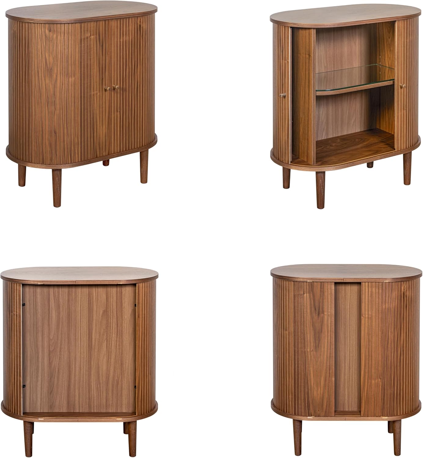 WERMO 28'' Bar Cabinet with Storage - Coffee and Wine Bar Buffet Cabinet with Sliding Doors and Adjustable Shelves. Sideboard Storage Cabinet, Dining Room Cabinet for Kitchen and Living Room (Walnut)