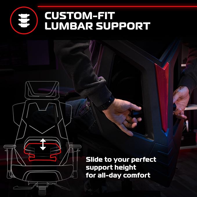 Respawn FLEXX Ergonomic Office and Gaming Chair with Lumbar Support - Breathable Mesh Recliner with Headrest & Adjustable Arms, Comfy Home Office Desk Chairs, Reclining Gaming Seat for Adults - Red