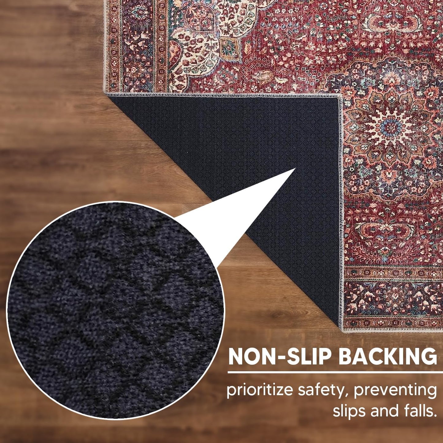 Keen Home Design 2x10 Rug - Machine Washable Runner Rug with Non-Slip Backing, Ideal for Hallway, Entryway, Kitchen, Laundry Room - Vintage, Easy Clean, Durable, Low Pile - (2'6" x 10')