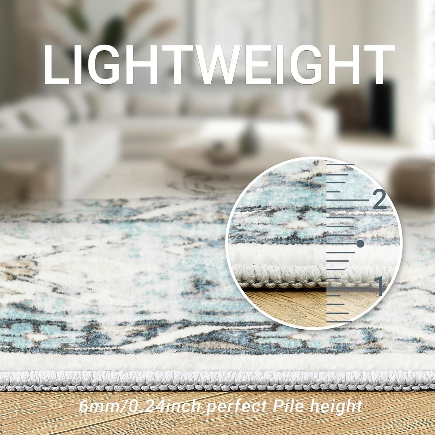 zesthome 8x10 Area Rugs-Washable Rug for Living Room, Non-Slip Backing Rugs, Stain Resistant 8x10 Rug for Bedroom, Ultra-Thin Low Pile Rugs, Vintage Large Home Decor