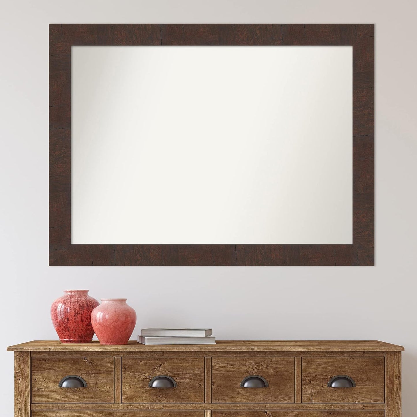 Amanti Art White Bathroom Mirror for Over Sink, 31x42 Wedge White Rectangle Vanity Mirror, X-Large Modern Frame, Hangs Horizonally and Vertically, Bathroom Wall Decor, Non-Beveled Edge from WI, USA