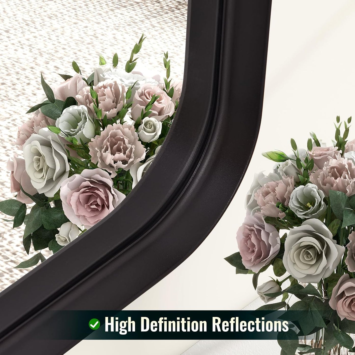 30"x40" Black Bathroom Mirror - Modern Mirror for Wall with Rounded Corners. Bathroom Mirrors for Vanity, Aluminum Alloy Framed Mirror Portrait or Landscape Hang, Rectangle Mirrors