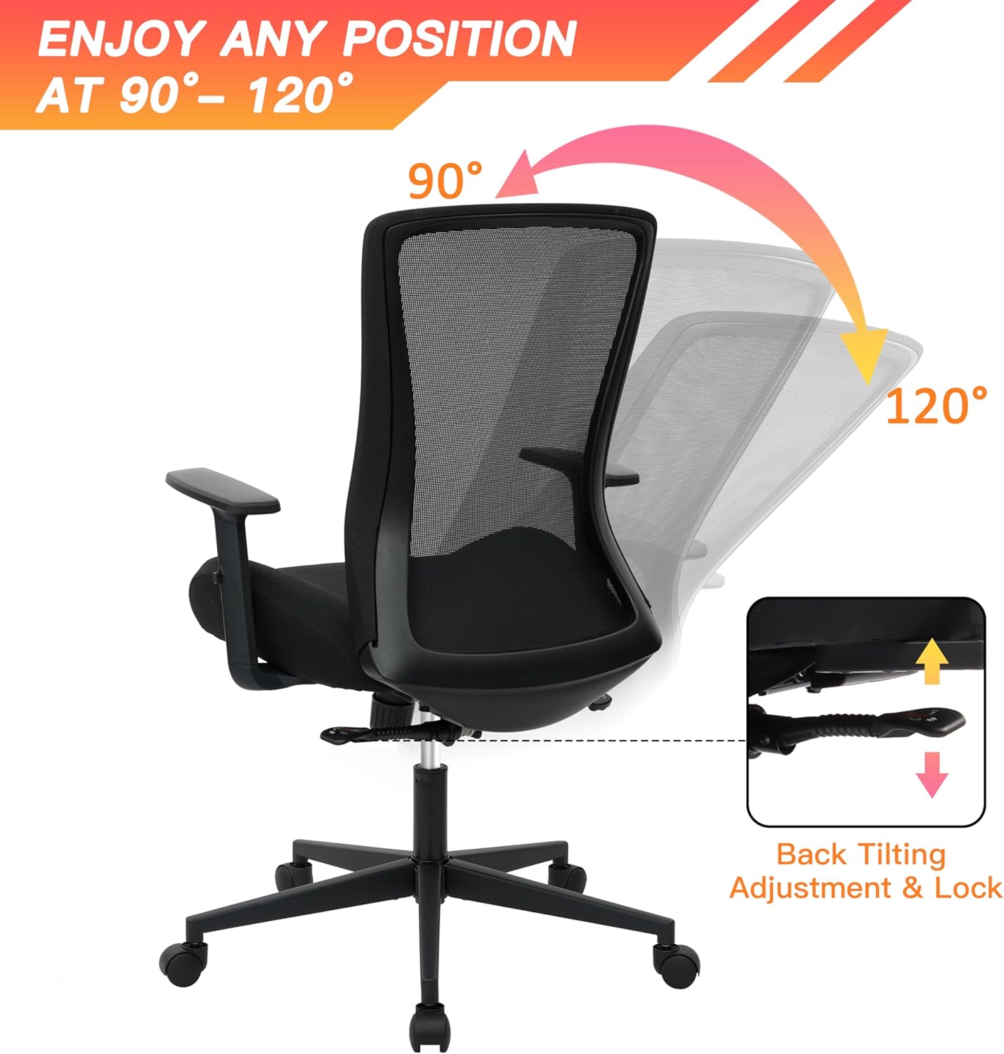 Big and Tall Office Chair for Heavy People 400lb, Ergonomic Desk Chair Mesh Computer Chair with Lumbar Support, Adjustable Height and Armrests