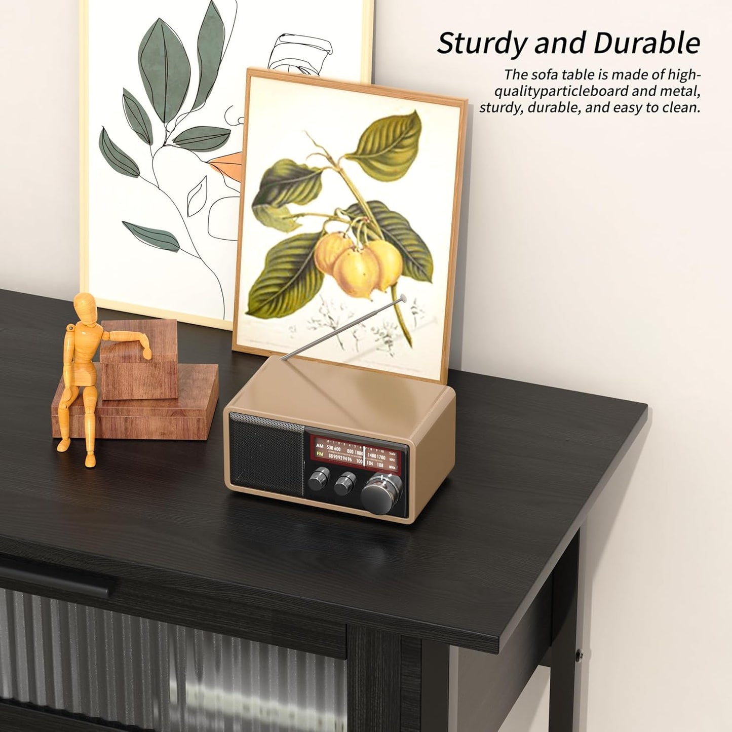 Aetheris 47" Console Table with 2 Drawers, 2 Tier Sofa Table with Storage,Entryway Table, Industrial Console Table for Entryway, Sofa Table Behind Couch for Living Room, Black