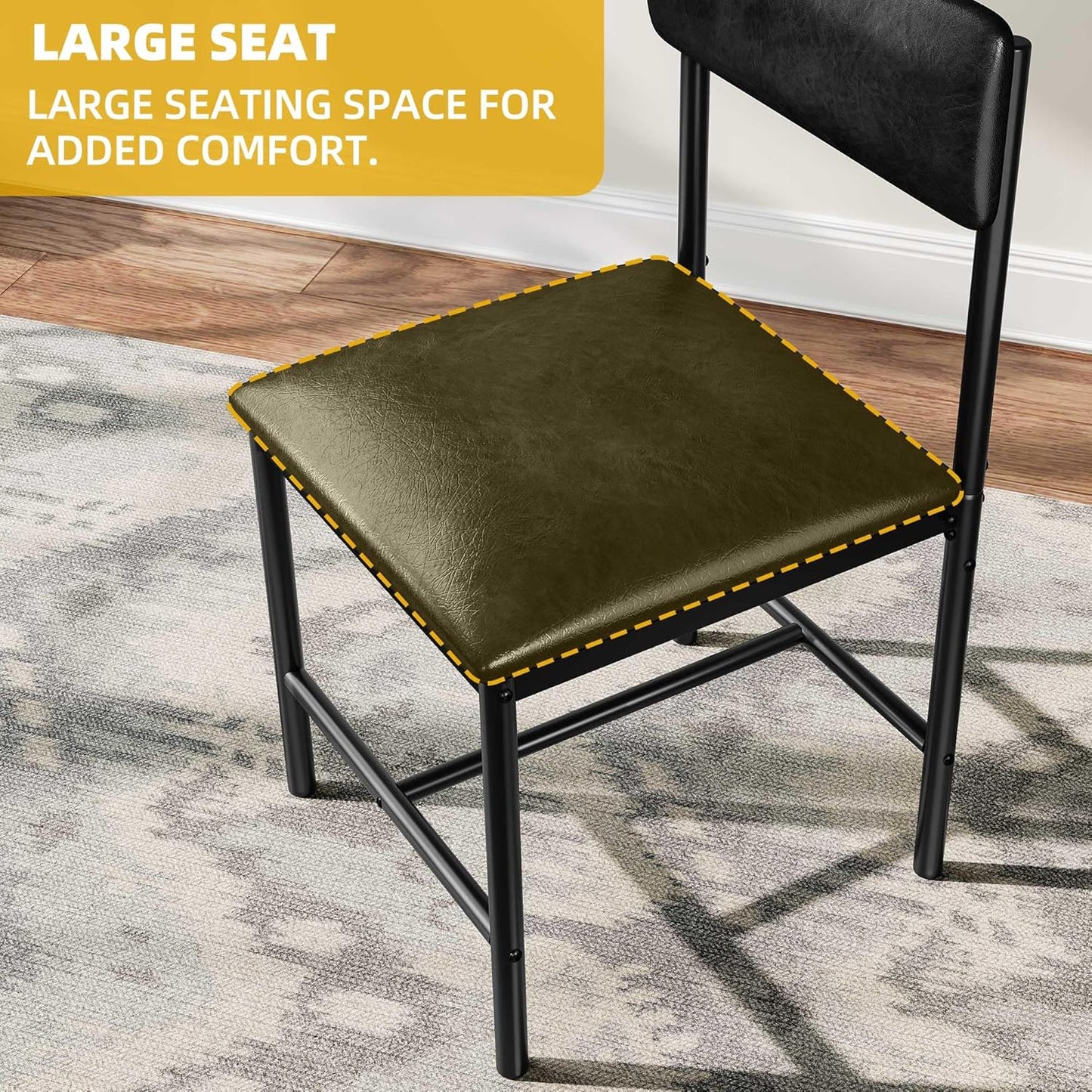 DWVO Dining Room Chairs Set of 4 Black Modern Upholstered Dining Chairs Faux Leather Restaurant Chairs with Metal Legs for Living Room Kitchen 4 Pack, Black
