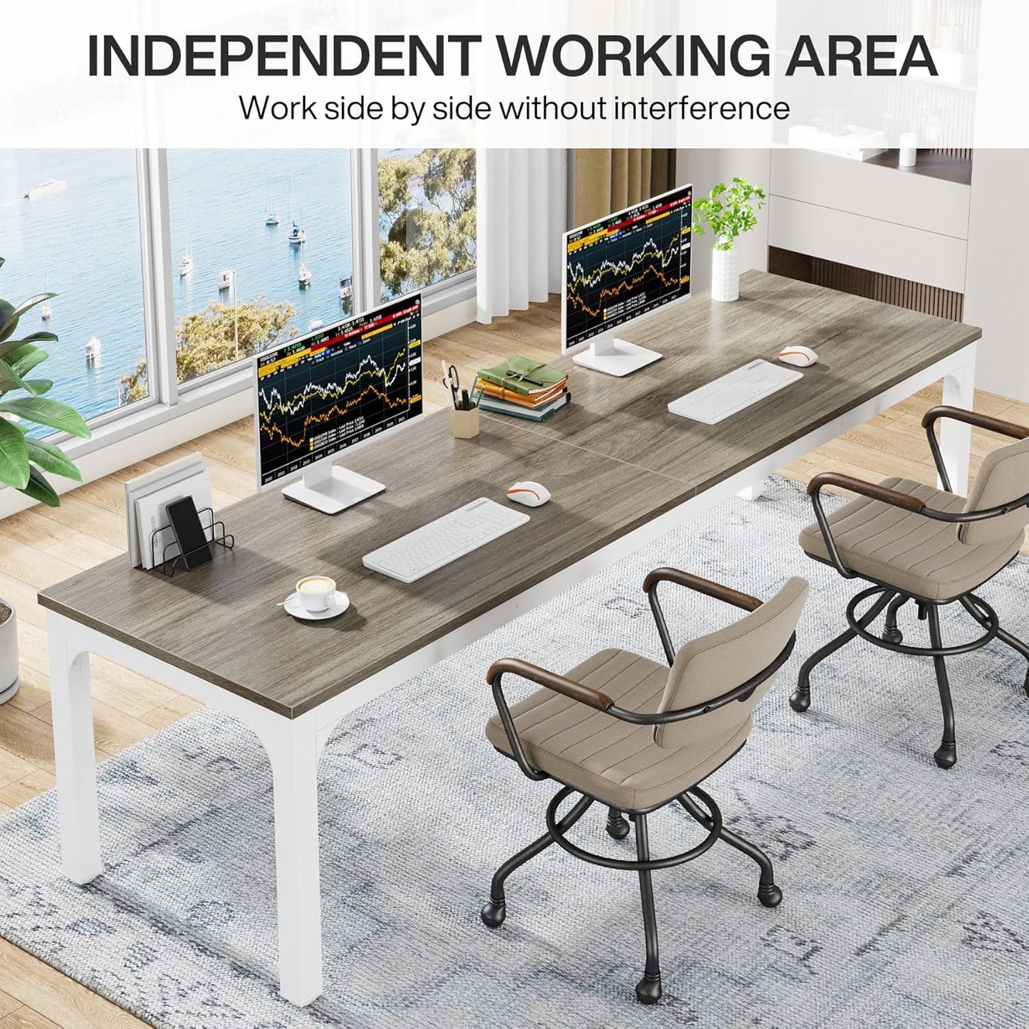 Tribesigns 78.7 Inches Extra Long Computer Desk 2 Person Desk, Double Long Desk, Workstaion for Home Office