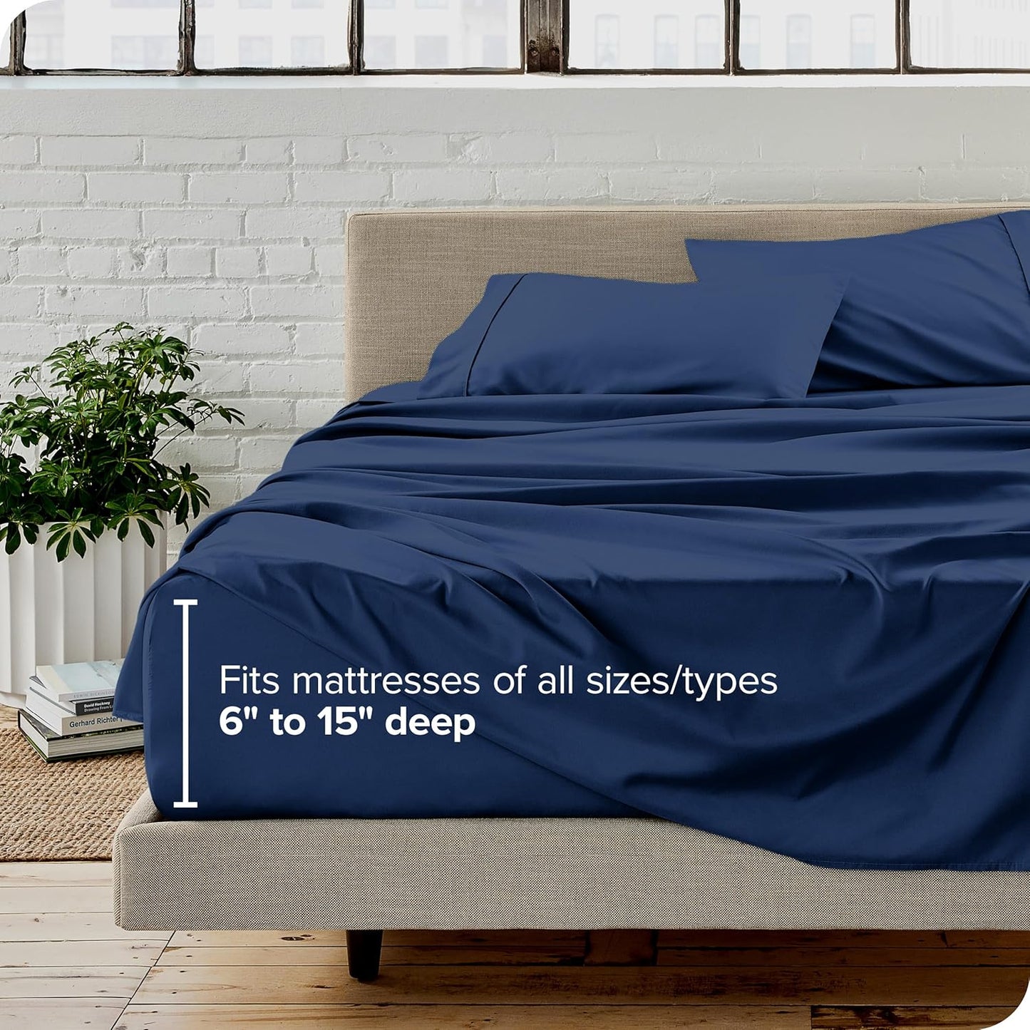 Bare Home Split California King Sheet Set - 1800 Ultra-Soft Microfiber Split California King Bed Sheets - Double Brushed - Deep Pockets - Easy Fit - 5 Piece Set (Split Cal King, Dark Blue)