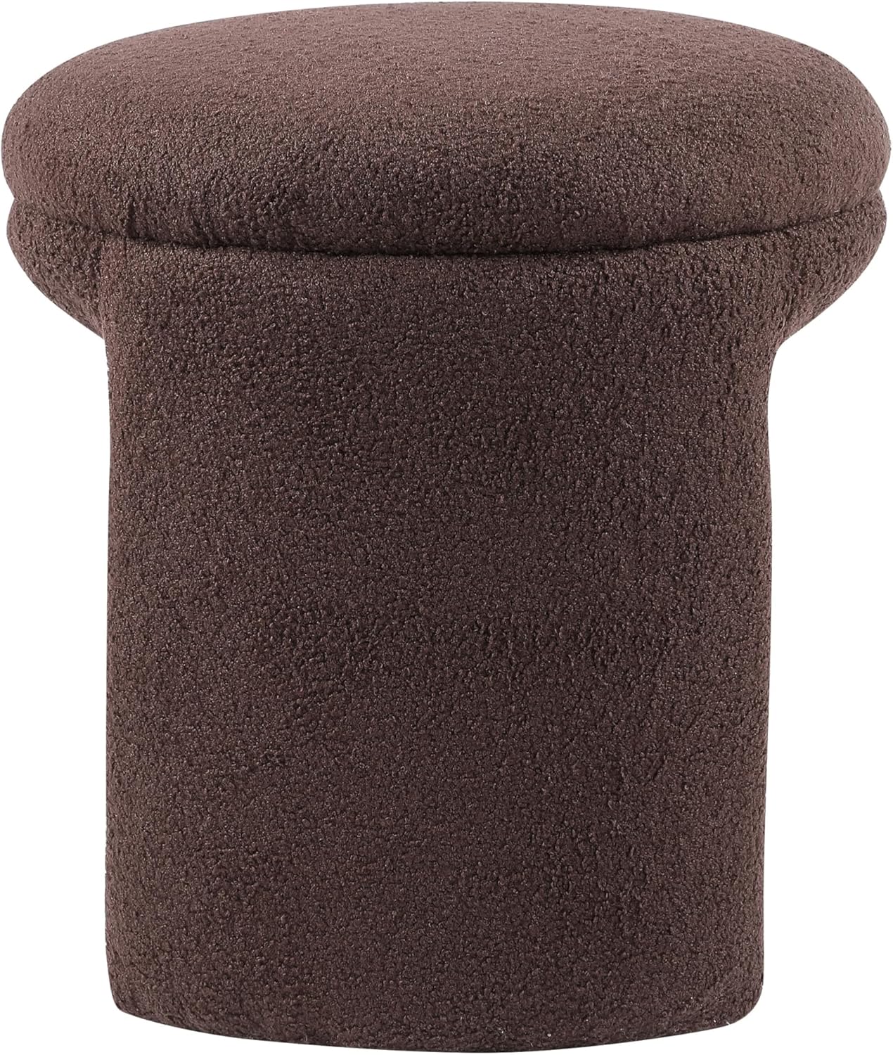 Furniture of America Rami Modern 18-inch Solid Wood Upholstered Ottoman with Pedestal Base, Vanity Stool Chair, Small Foot Stool for Bedroom, Living Room, Entryway, Brown