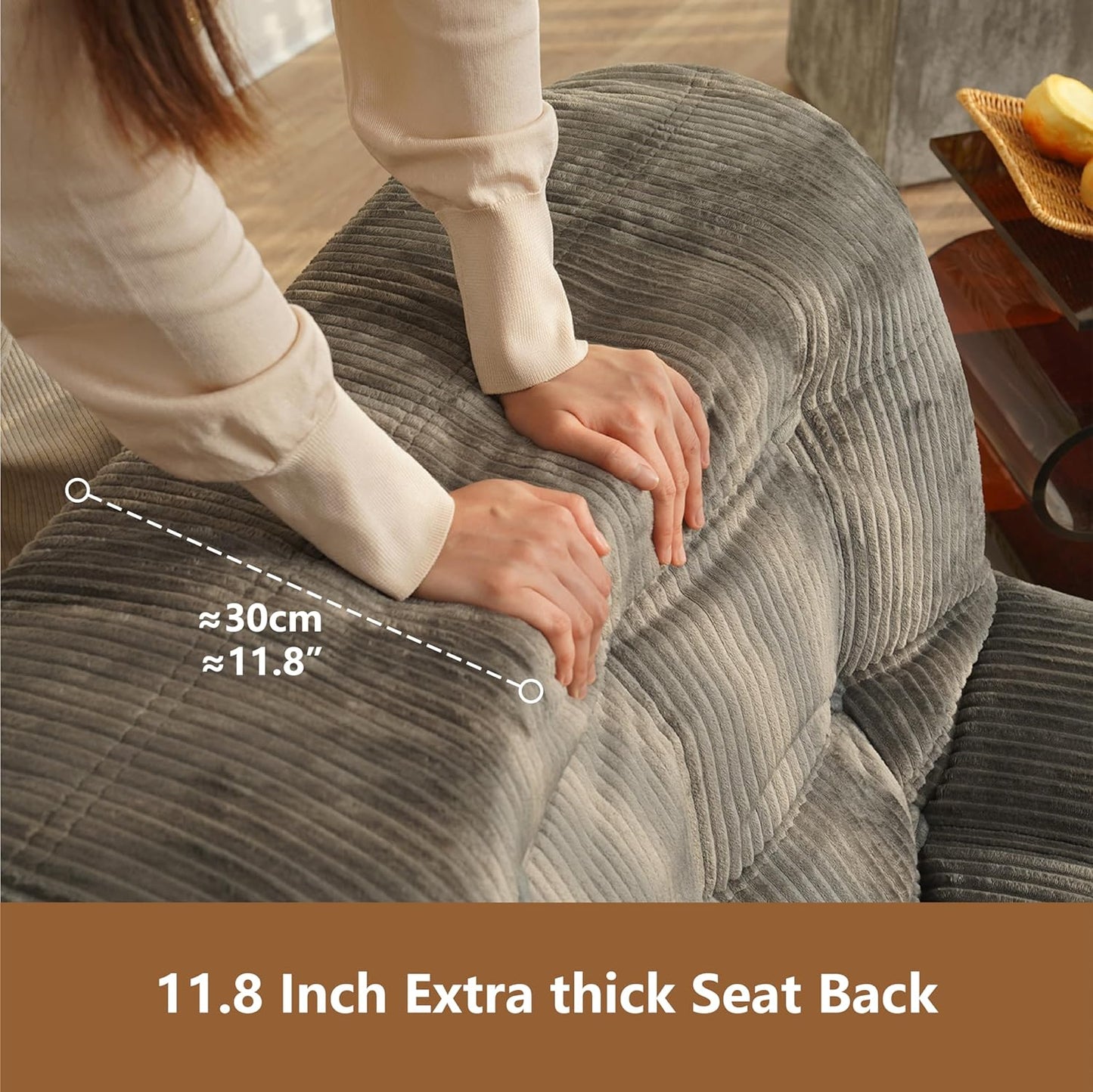 N&V CUBICUS Single Seated Foam Sofa, Armless Floor Sofa with Matching Ottoman, All New Hybrid Foam Design (Frost Gray)