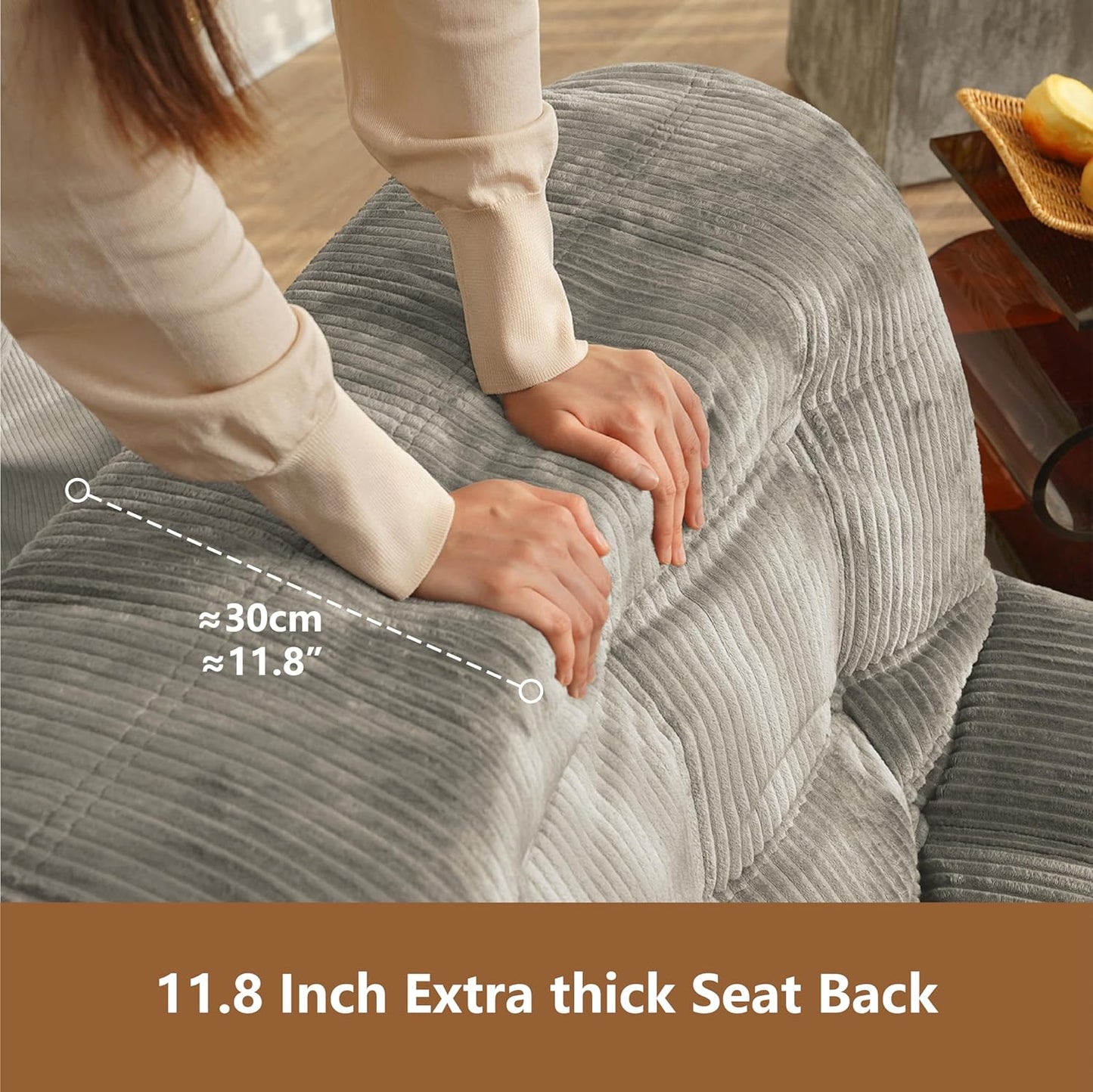 N&V CUBICUS Sofa, Single Seated Foam Sofa, Armless Floor Sofa, ALL NEW HYBRID FOAM Design, with Matching Ottoman (Harbour Gray)