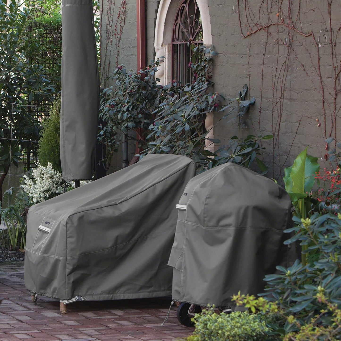 Classic Accessories Ravenna Water-Resistant 128 Inch Rectangular/Oval Patio Table & Chair Set Cover, Outdoor Table Cover