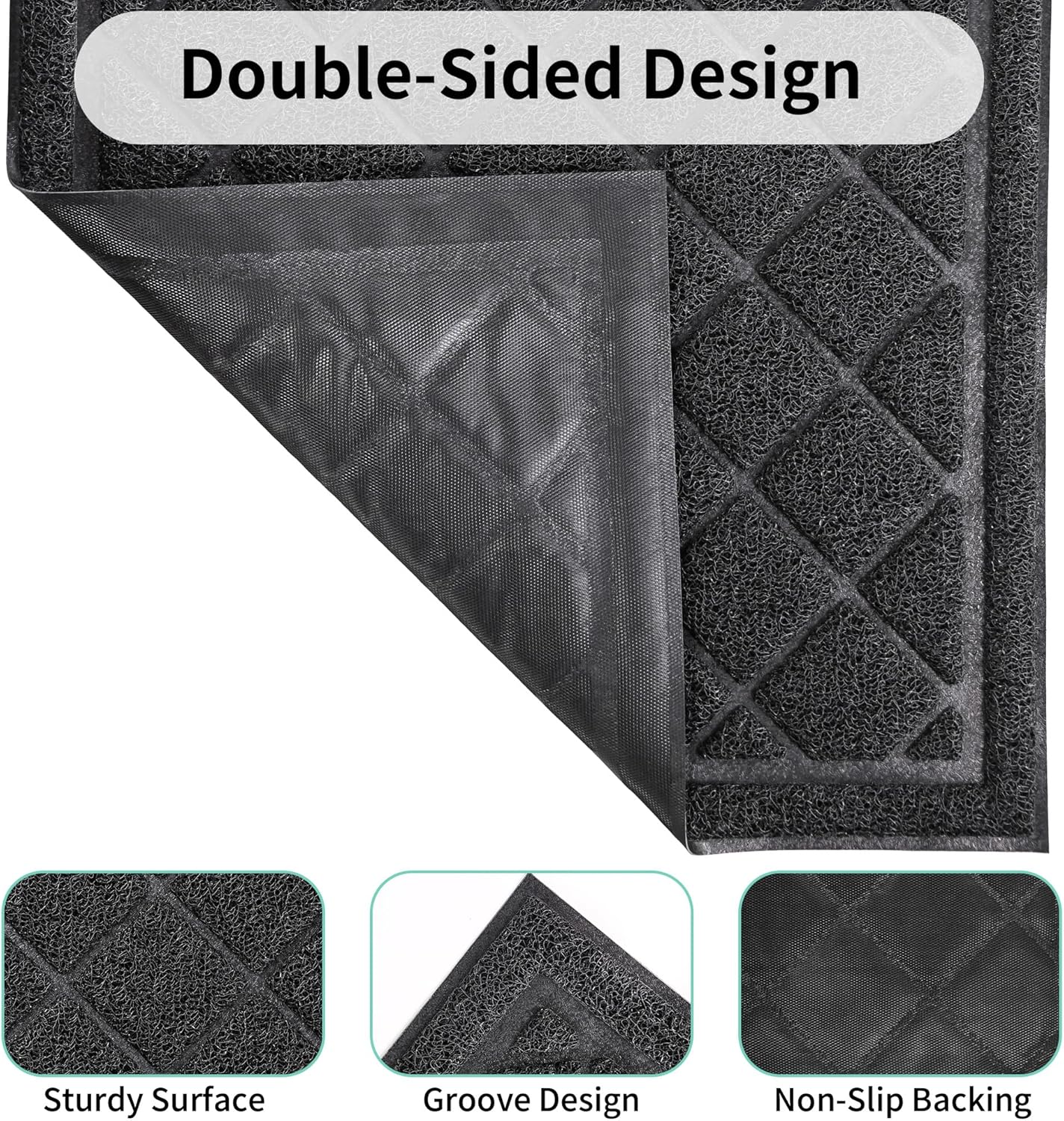 Front Door Mat Indoor Outdoor, 48" x 36" Non Slip Welcome Doormat for Entryway, Heavy Duty Low Profile Entrance Rug for High Traffic Areas, Patio, Outside Entry, Yard, Porch Waterproof