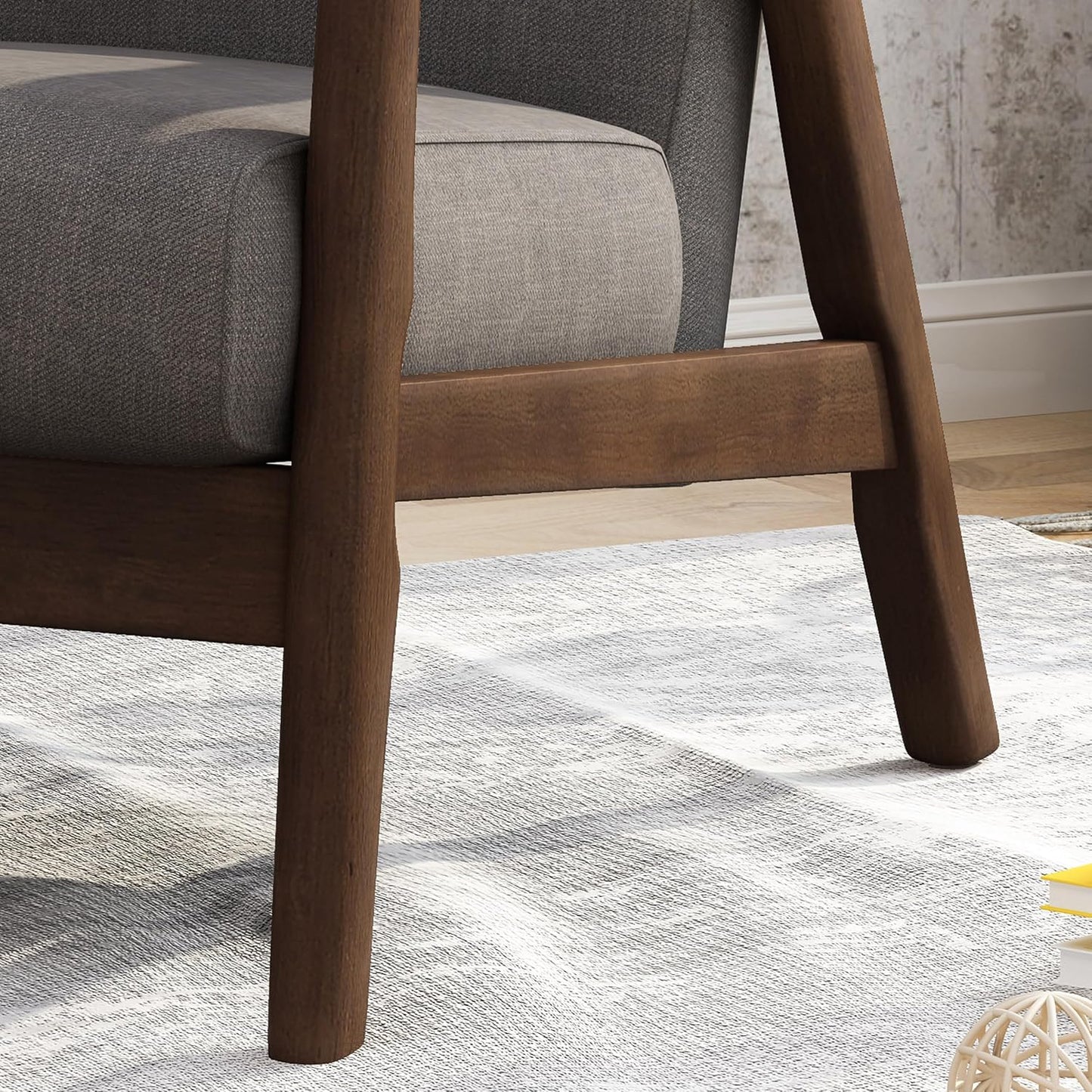 Ball & Cast Accent Chair Wide Armrest Mid-Century Lounge Living Room Chairs with Button Tufting,Wood Frame Seating Furniture for Bedroom,Apartment,Dark Gray
