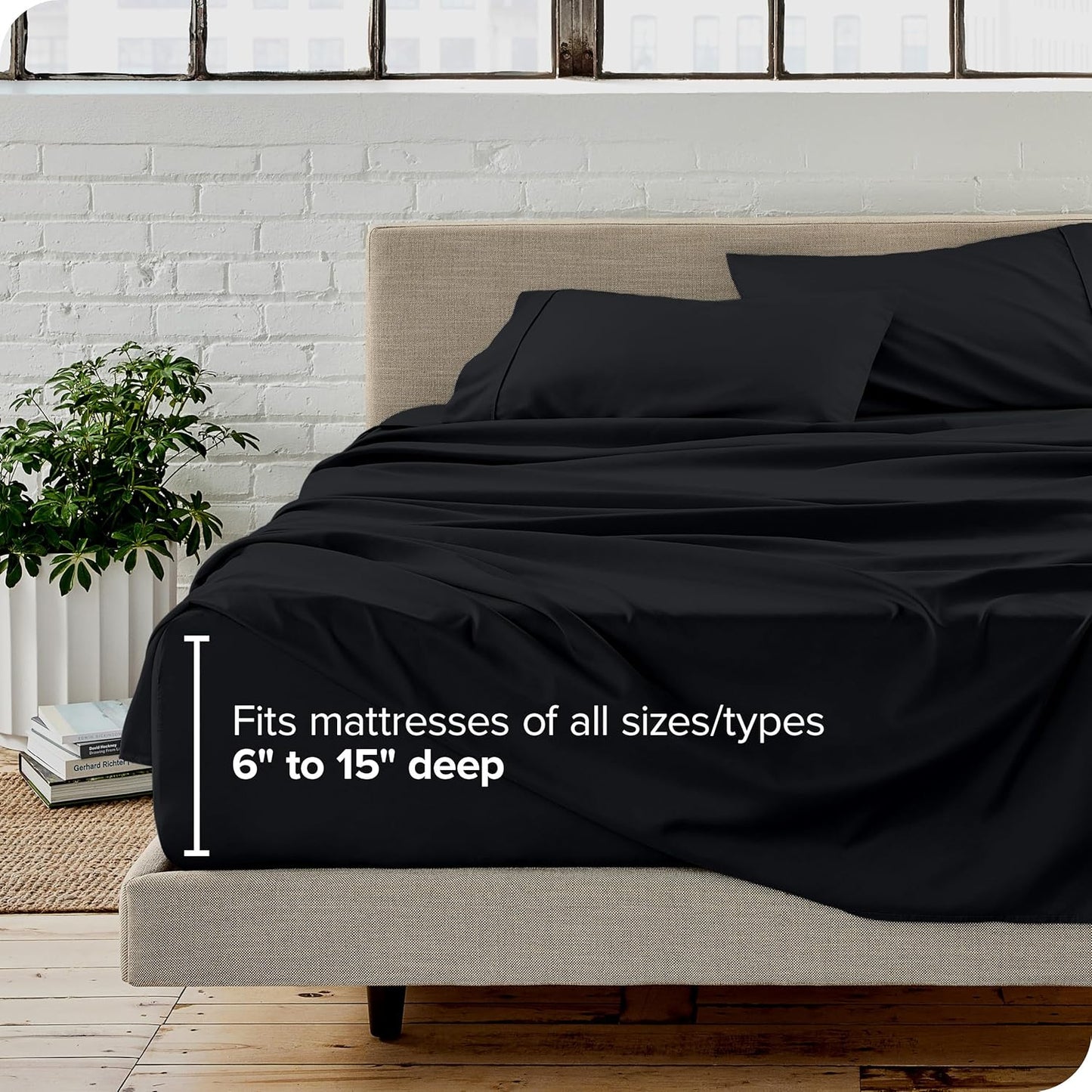 Bare Home Split California King Sheet Set - 1800 Ultra-Soft Microfiber Split California King Bed Sheets - Double Brushed - Deep Pockets - Easy Fit - 5 Piece Set - Bed Sheets (Split Cal King, Black)