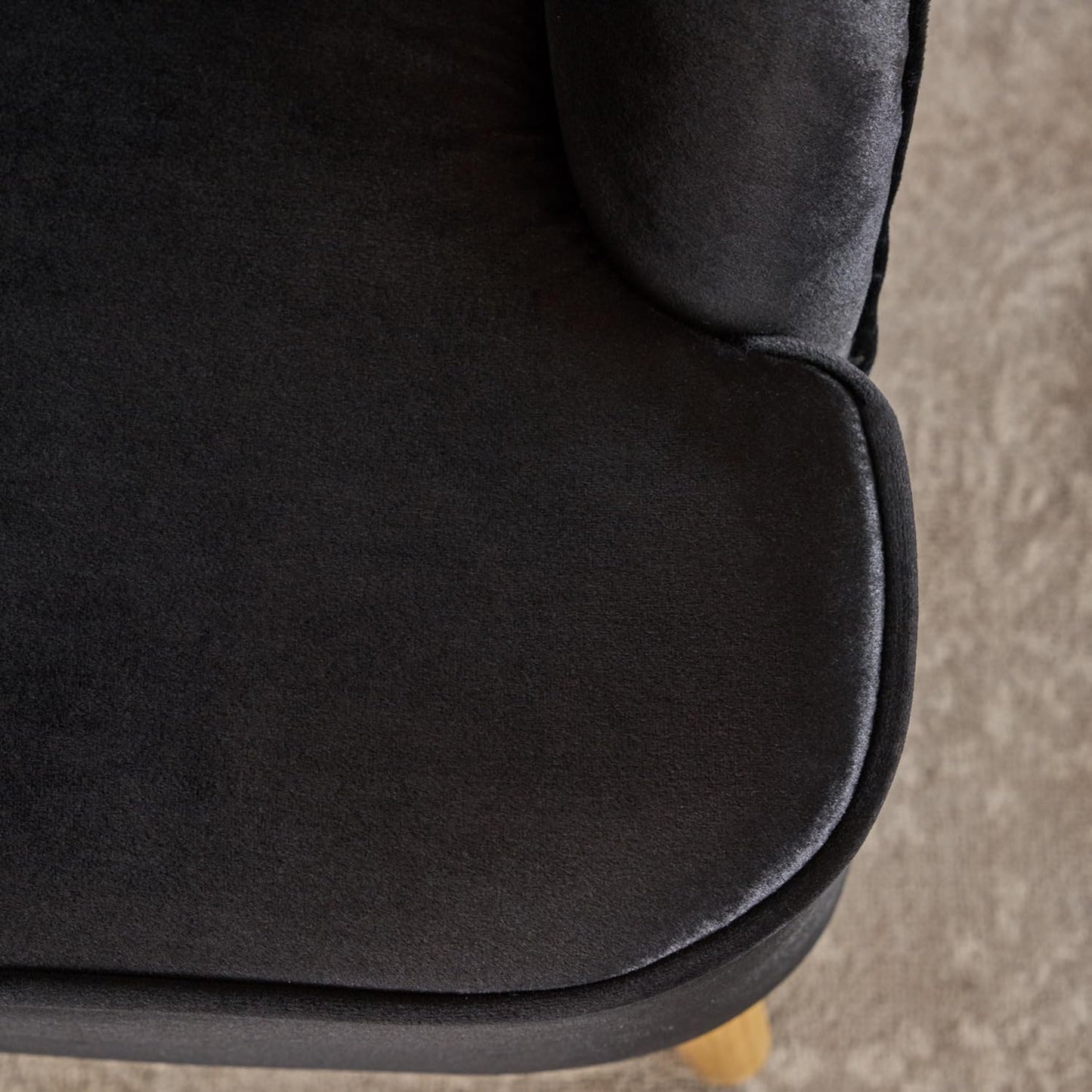 Ball & Cast Velvet Accent Chair,Modern Lounge Living Room Chairs with A Curved Backrest and Iconic Splayed Legs,Seating Furniture for Bedroom,Black