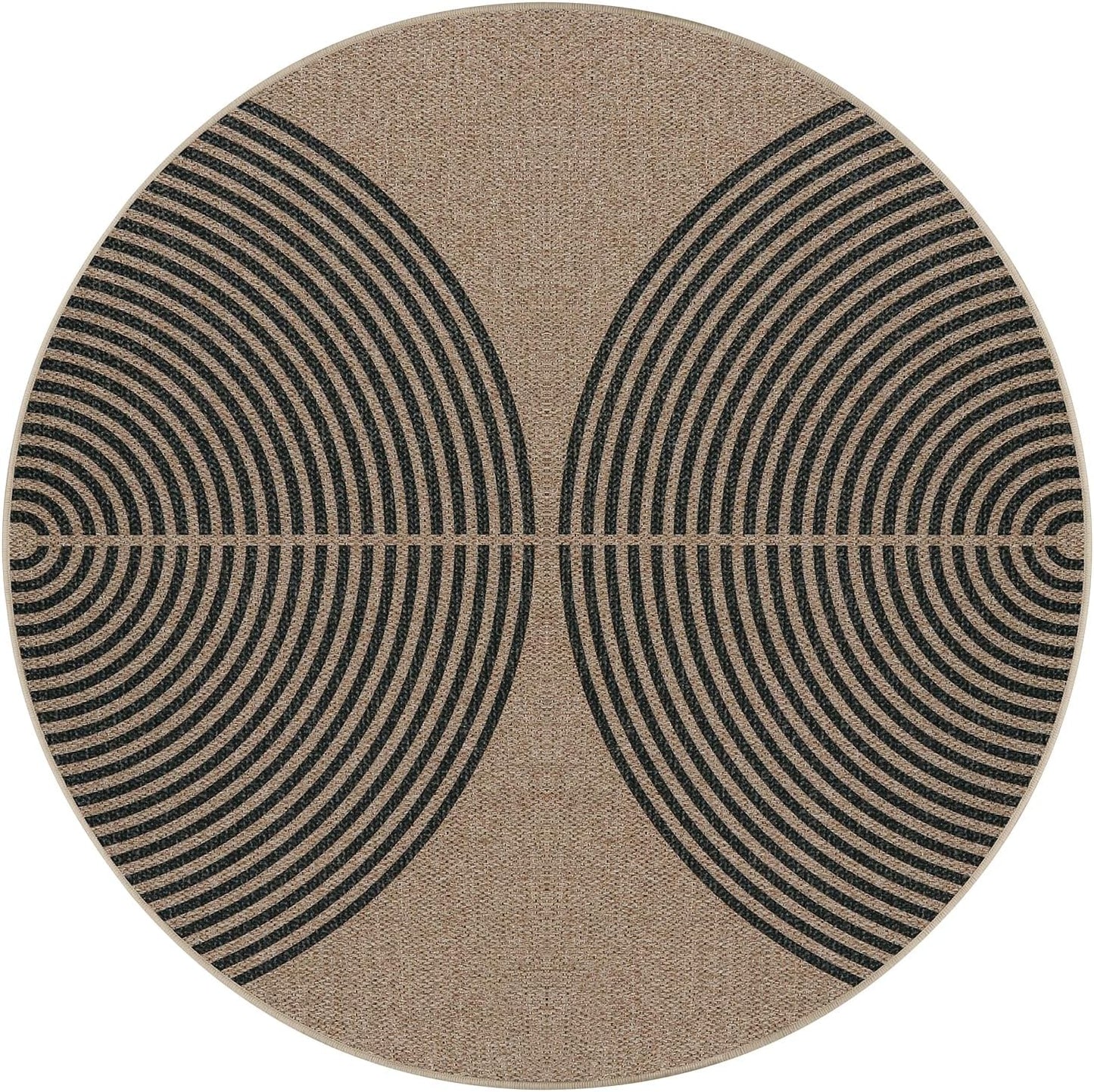 Lahome Modern Rainbow Round Rug, 6ft Easy Jute Circle Patio Rug Washable Indoor Outdoor Living Room Carpet, Farmhouse Natural Contemporary Round Carpet for Entryway Backyard
