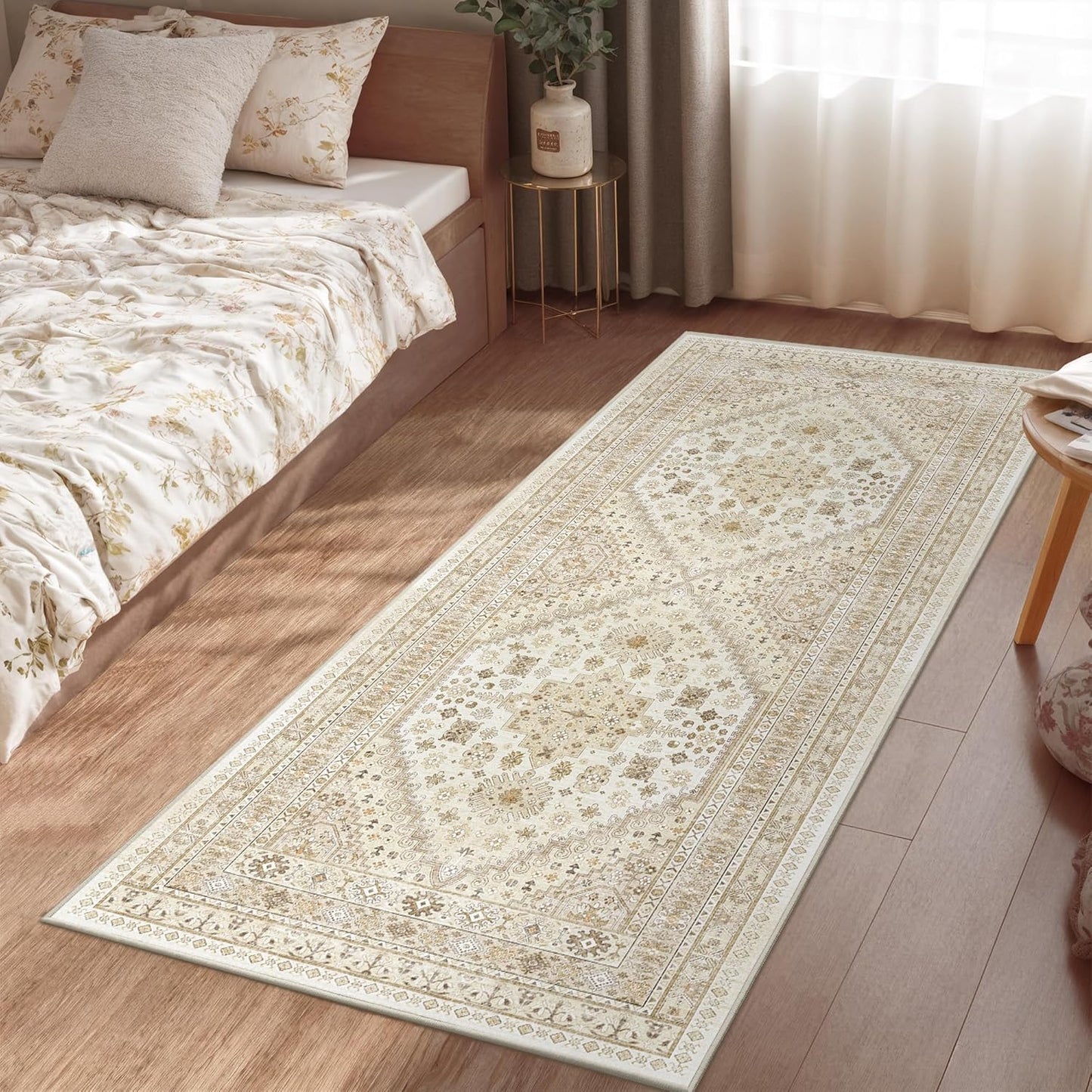 zesthome 2x6 Runner Rug for Hallways, Machine Washable Rug, Non Slip Vintage Low Pile Runners, Stain Resistant Runners for Entryway, Kitchen, Bathroom, Laundry Room, Corridor