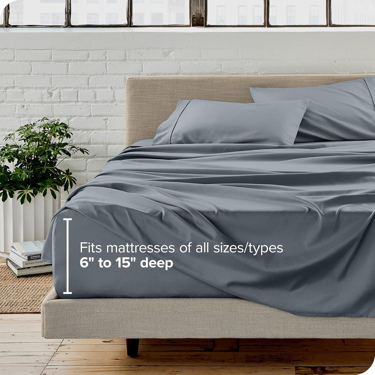 Bare Home Split Head Flex King Sheet Set - 1800 Ultra-Soft Microfiber Bed Sheets - Double Brushed - Deep Pockets - Easy Fit - 4 Piece Set - FlexTop Bedding Sheets (Split Head Flex King, Steel Blue)