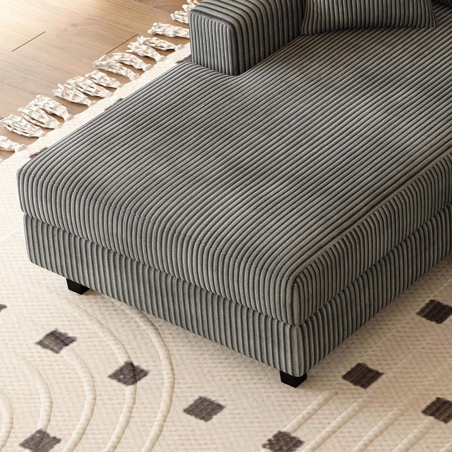 Eafurn Oversized Symmetrical U Shaped Modular Sectional Sofa with Double Chaise Lounge, Reversible Corduroy Upholstered Sofa Extra Wide Deep Seat Sleeper Sofas Couches w/ 2 Pillows