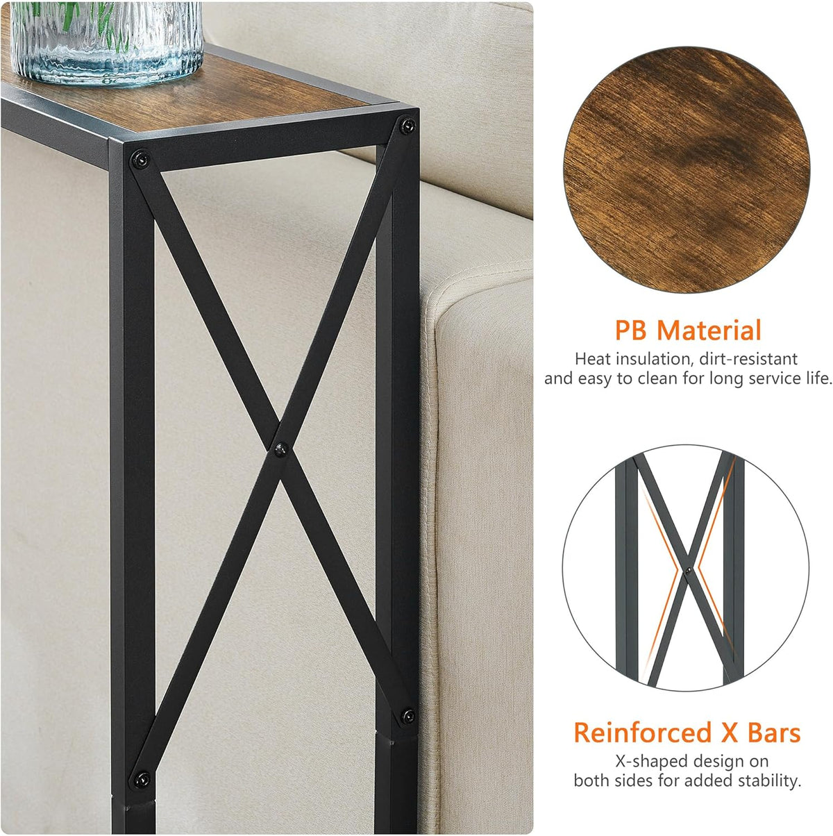 41.7" Console Table Behind Couch, Industrial Narrow Sofa Table for Hallway, Living Room, Bedroom, Rustic Brown