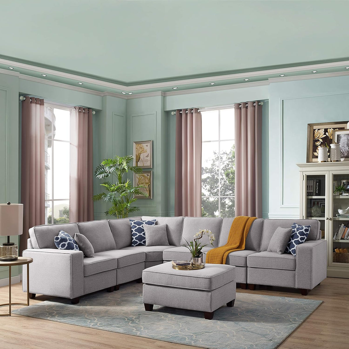Devion Furniture Meridian Sectional Modular Sofa with Ottoman for Living Room, Apartment, Bedroom, Office, Dorm