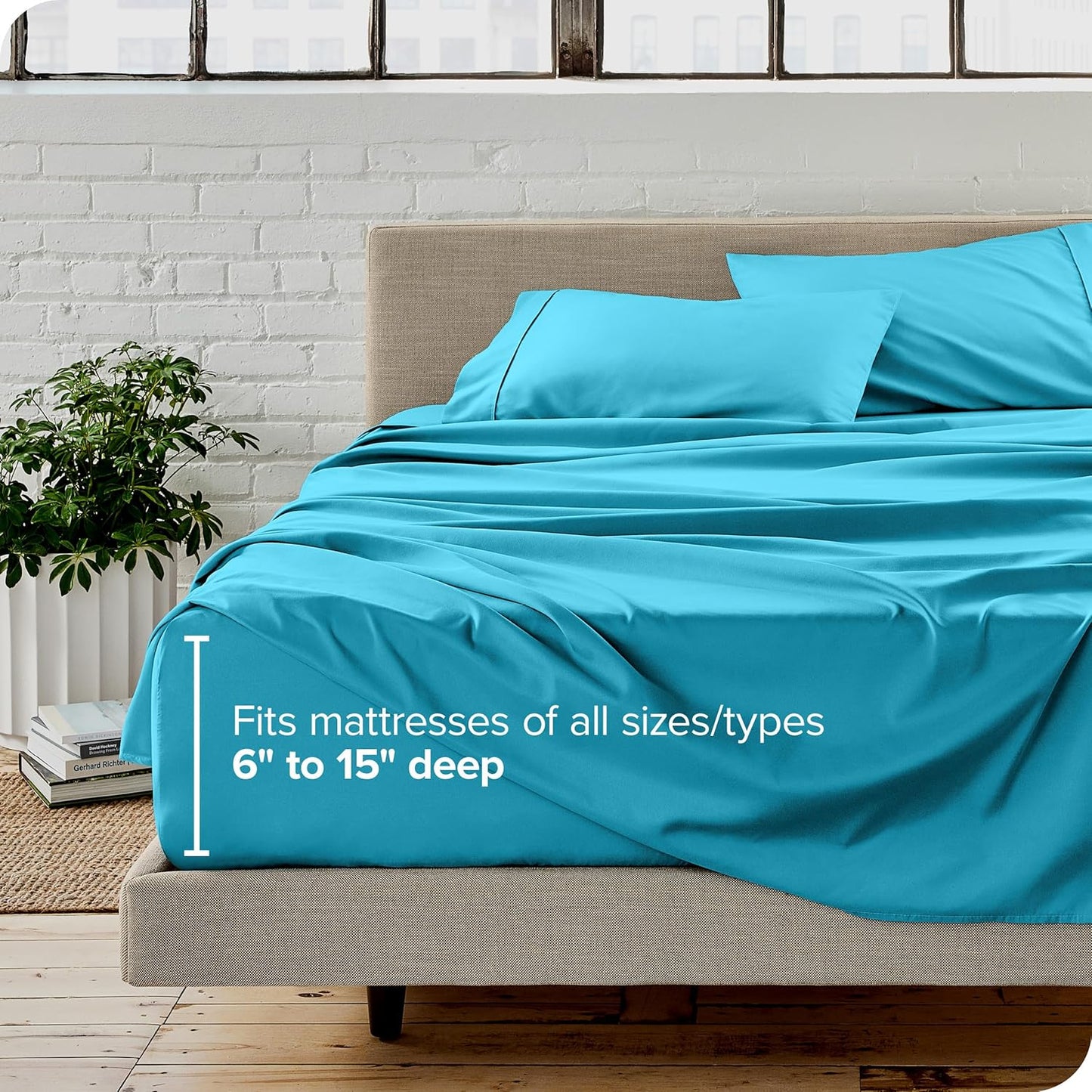 Bare Home Split King Sheet Set - 1800 Ultra-Soft Microfiber Bed Sheets - Double Brushed - Deep Pockets - Easy Fit - 5 Piece Set - Bed Sheets & Pillowcases (Split King, Aqua)