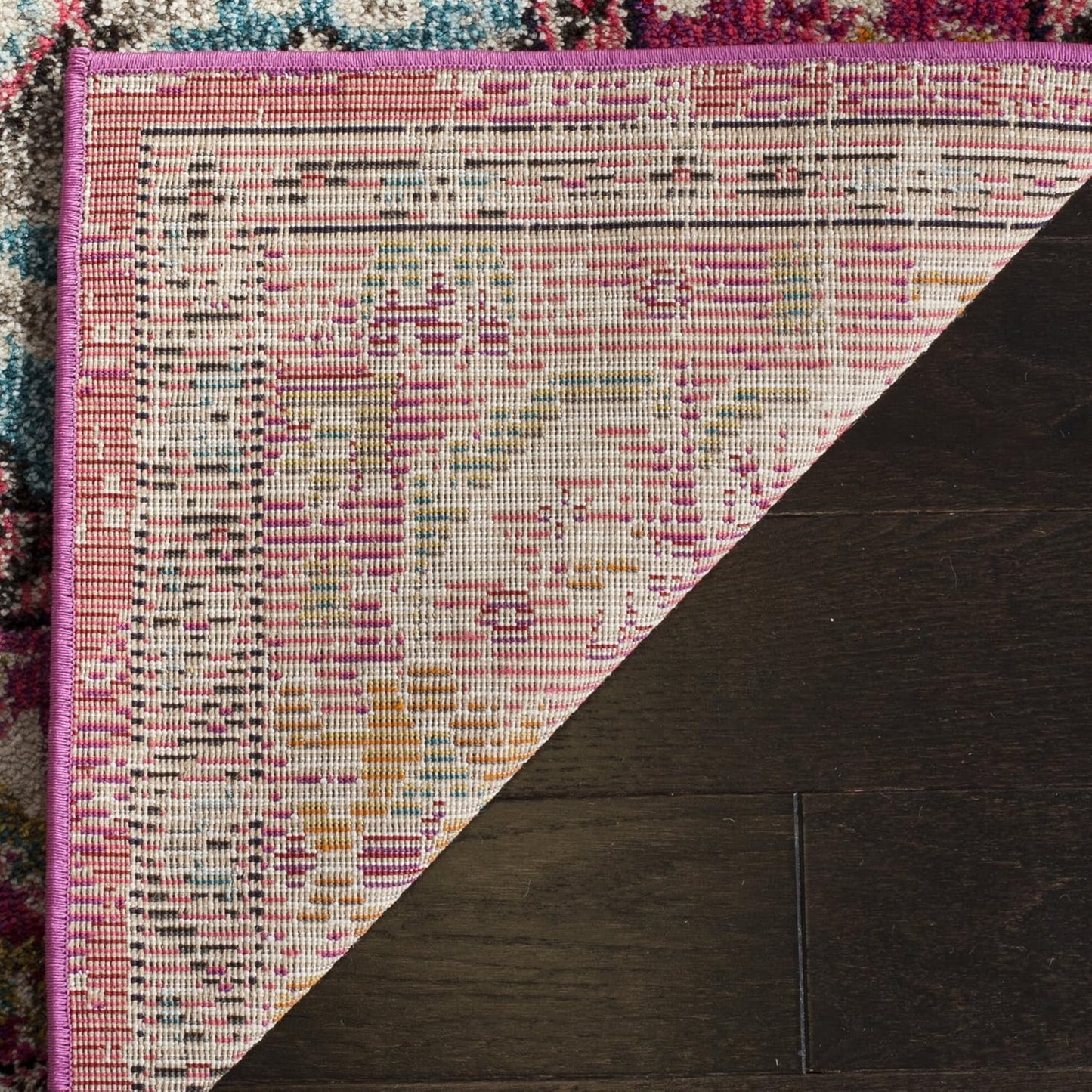 SAFAVIEH Monaco Collection Runner Rug - 2'2" x 16', Pink & Multi, Boho Chic Medallion Distressed Design, Non-Shedding & Easy Care, Ideal for High Traffic Areas in Living Room, Bedroom (MNC243D)