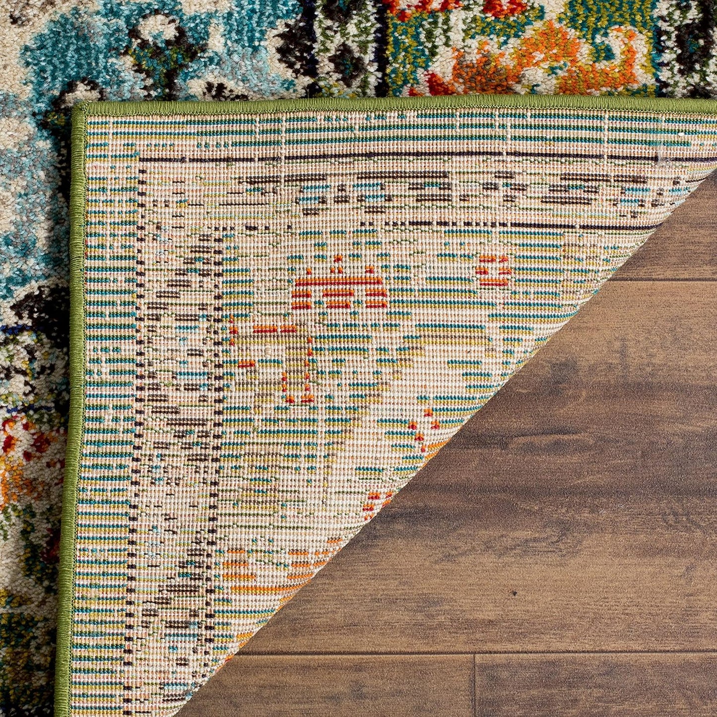 SAFAVIEH Monaco Collection Area Rug - 3' Square, Forest Green & Light Blue, Medallion Distressed Design, Non-Shedding & Easy Care, Ideal for High Traffic Areas in Living Room, Bedroom (MNC243F)