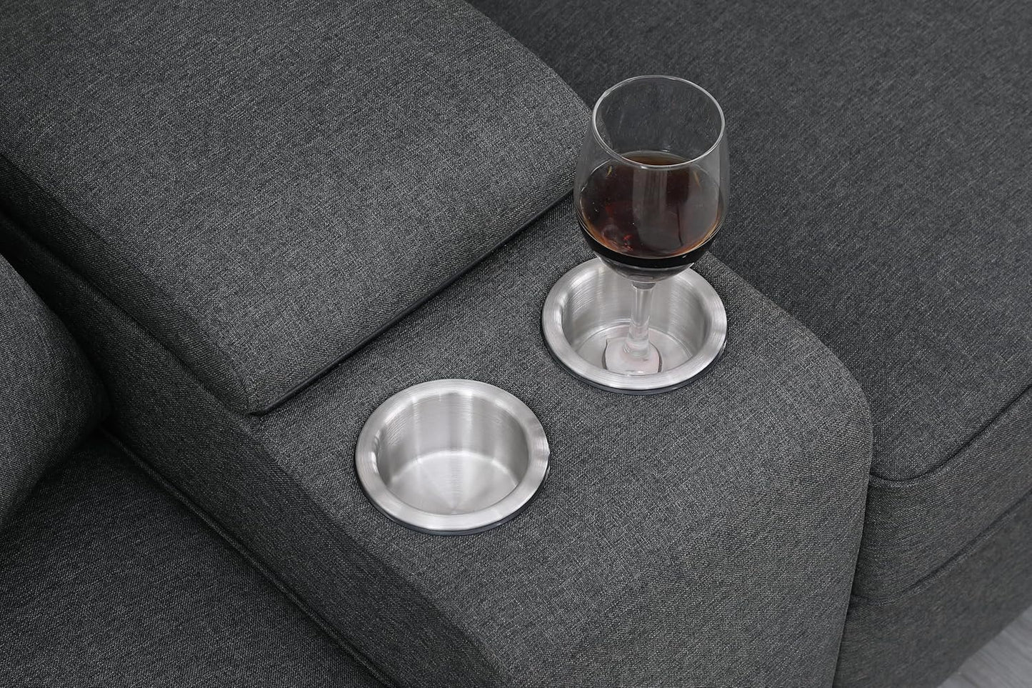 127" Modular Sectional Sofa with Movable Ottoman&Nailhead Trim Armrest,L-Shape Convertible Couch W/Cup Holder,USB Port&Hidden Storage Box,7 Seat Chenille Sectionals,6 Pillow,for Living Room,Gray