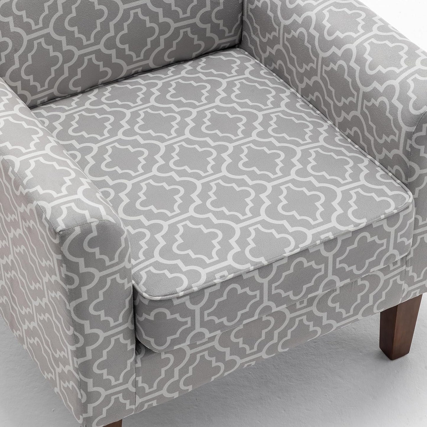 Container Furniture Direct Contemporary Accent Arm Chair with Birch Wood Frame and Velvet Upholstery, Armchair for Office and Living Room Decor, Removable Cushions, 03 Printed Fabric