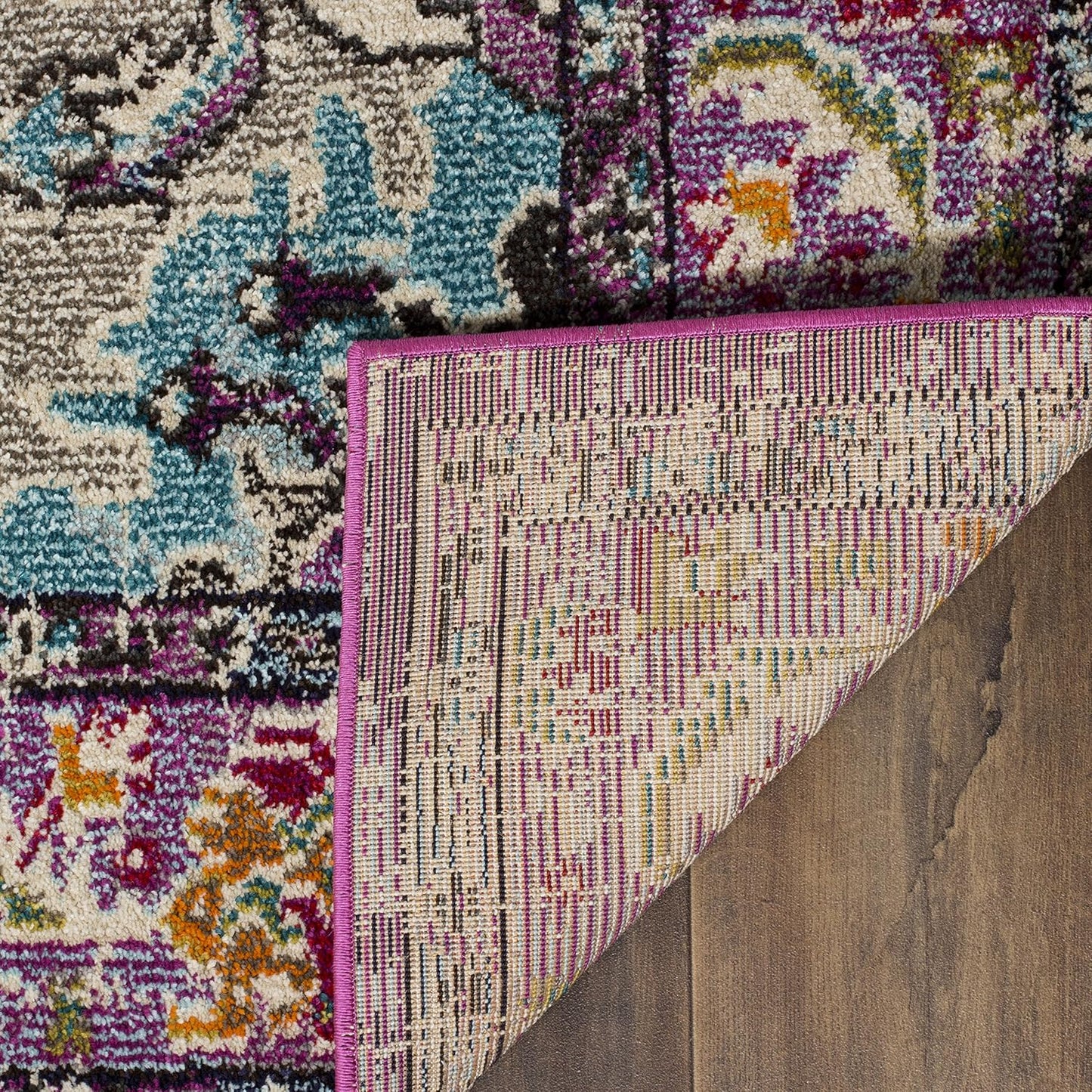SAFAVIEH Monaco Collection Runner Rug - 2'2" x 14', Violet & Light Blue, Boho Chic Medallion Distressed Design, Non-Shedding & Easy Care, Ideal for High Traffic Areas in Living Room, Bedroom (MNC243L)