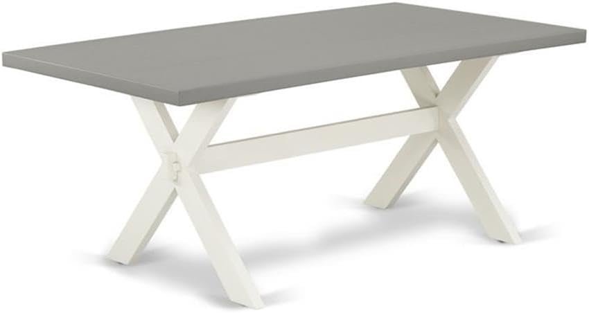 East West Furniture X097VE005-5 5 Piece Dining Room Table Set Includes a Rectangle Dining Table with X-Legs and 4 Grey Linen Fabric Upholstered Parson Chairs, 40x72 Inch, Multi-Color