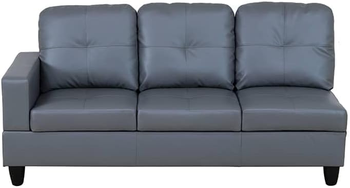 NicBex Sectional Couch 3 Pieces Sofa Set with Left Chaise Synthetic Leather L Shaped Cloud Couch for Living Room Furniture Sets with Storage Ottoman, Modular Sofa for Apartment, Silver Gray