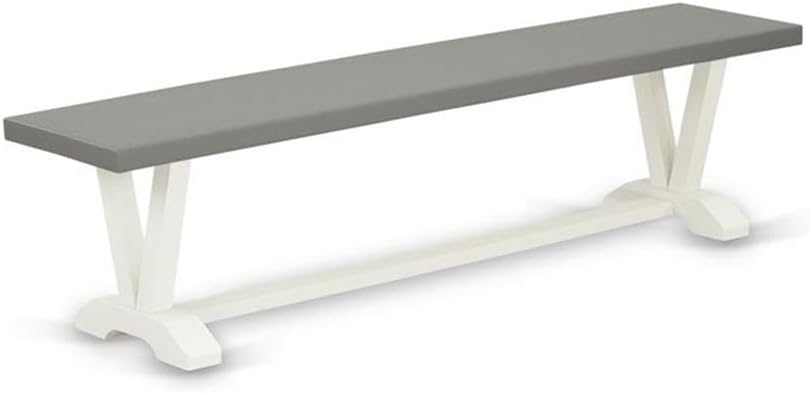 East West Furniture V097VE005-6 6 Piece Kitchen Table Set Contains a Rectangle Dining Table with V-Legs and 4 Grey Linen Fabric Upholstered Chairs with a Bench, 40x72 Inch, Multi-Color