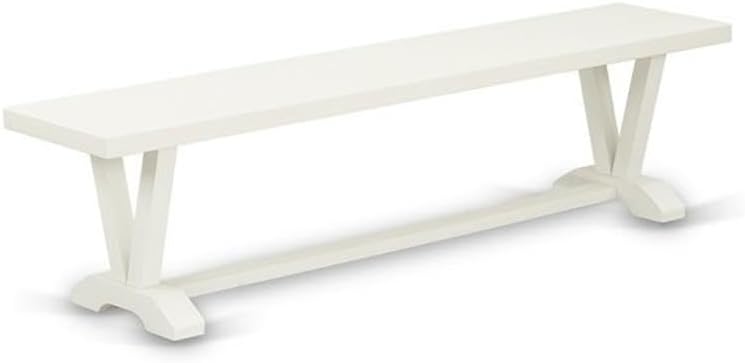 East West Furniture V027VE005-6 6 Piece Dining Table Set Contains a Rectangle Dining Room Table with V-Legs and 4 Grey Linen Fabric Parson Chairs with a Bench, 40x72 Inch, Multi-Color