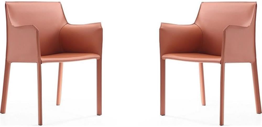 Manhattan Comfort Paris Clay Saddle Leather Armchair (Set of 2), Clay