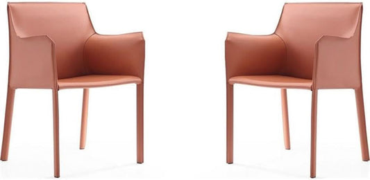 Manhattan Comfort Paris Clay Saddle Leather Armchair (Set of 2), Clay