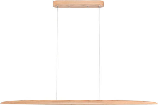 39" 24W Wood LED Linear Pendant Light Fixture Led Dining Room Light Dimmable Hanging Light Fixture for Dining Room Kitchen Island Pool Table Lights Natural Wood Color