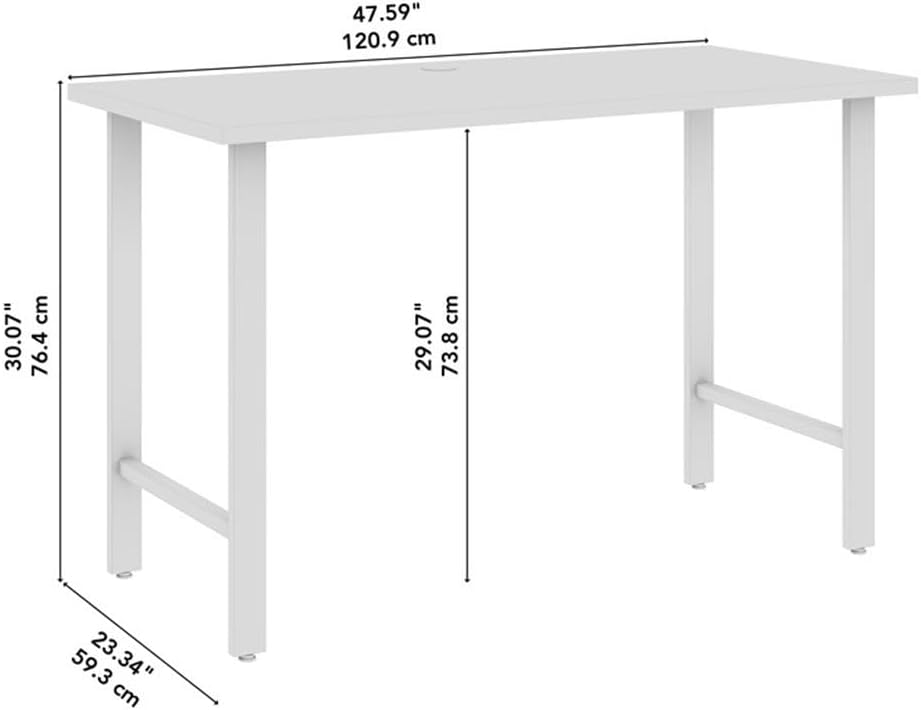 Bush Business Furniture Hustle 48W x 24D Computer Desk with Metal Legs in White, Modular Office Table for Home and Professional Workspace