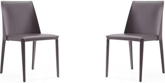 Manhattan Comfort Paris Grey Saddle Leather Dining Chair (Set of 4), Grey