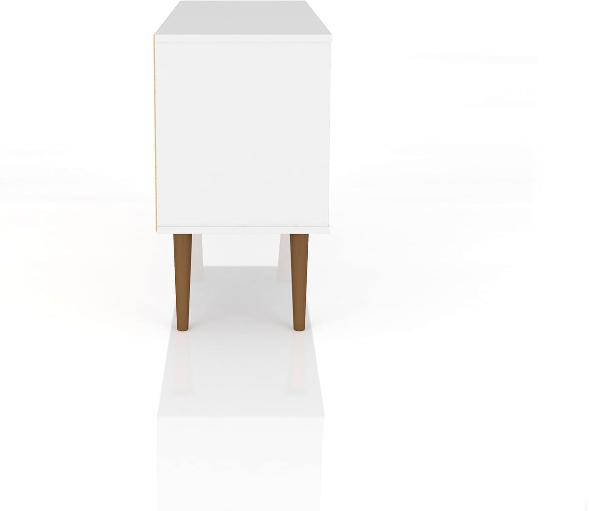 Manhattan Comfort Liberty Mid Century Modern TV Stand for Televisions up to 46 Inches, Bedroom and Living Room Entertainment Center with Storage, Shelves, and Cabinet, 43" Wide, White/3d Print