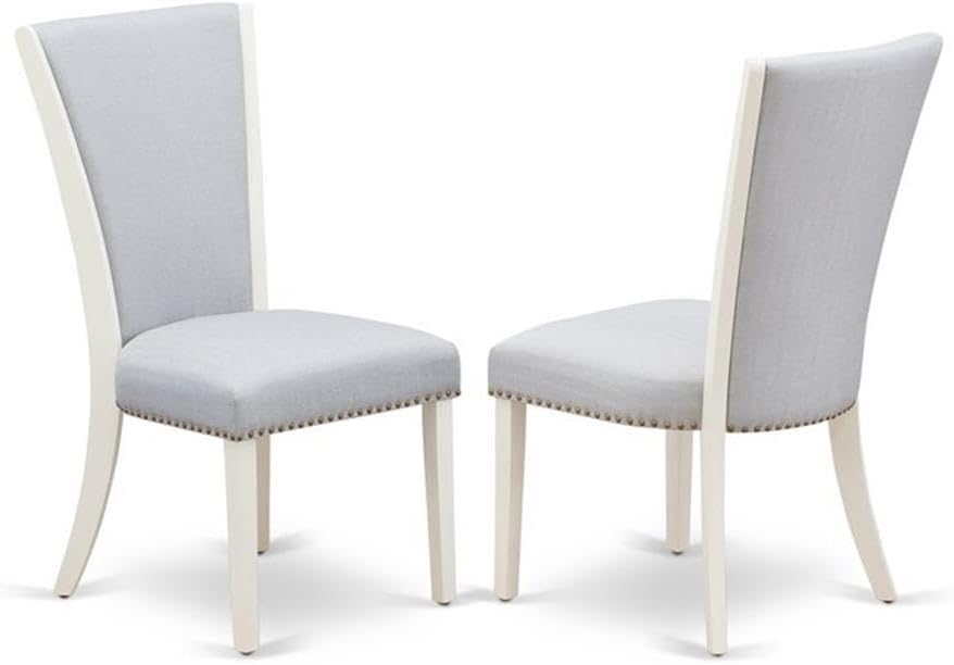 East West Furniture X027VE005-9 9 Piece Dining Room Table Set Includes a Rectangle Kitchen Table with X-Legs and 8 Grey Linen Fabric Parson Dining Chairs, 40x72 Inch, Multi-Color