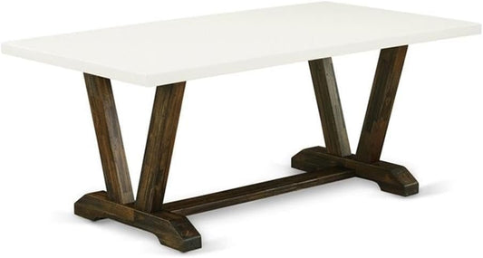 East West Furniture VT727 V-Style Kitchen Table - a Rectangle Dining Table Top with Stylish Legs, 40x72 Inch, Multi-Color