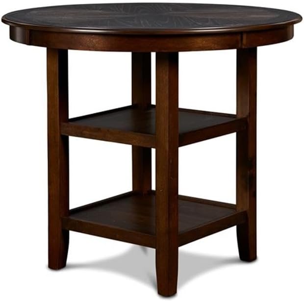 New Classic Furniture Gia 5-Piece Round Counter Height Set with 1 Dining Table and 4 Chairs, 42", Cherry