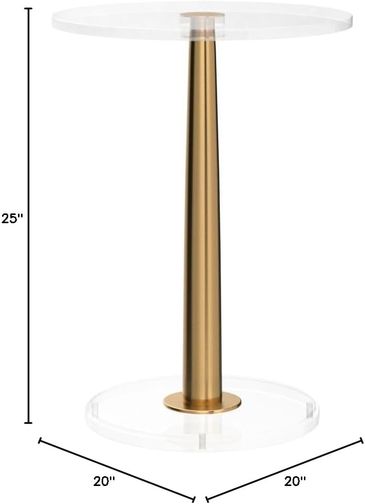 Clear Acrylic Table with Cone Metal Pole (Large, Brushed Gold) …