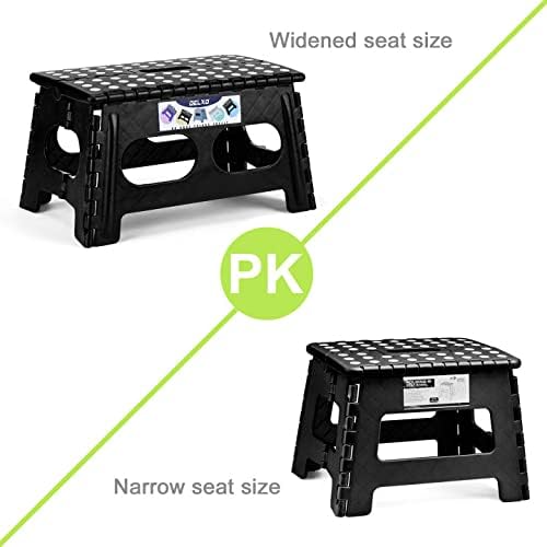 Delxo Folding Step Stool,15-Inch Extra Wide 9 Inch Height Heavy Duty Stepping Stool More Safe and Comfortable Non Slip Foldable Step Stool Black