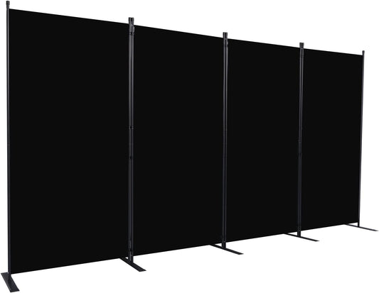 Room Divider, 4 Panel Folding Privacy Screens with Wider Support Feet, 6 Ft Portable Room Partition for Room Separator, 136" W X 71" H, Black