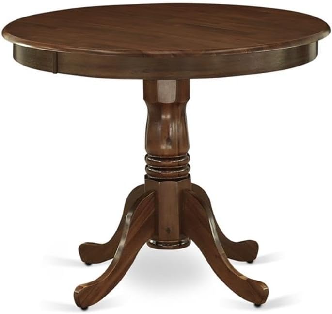 East West Furniture ANDA3-AWA-23 3 Piece Dining Set Contains a Round Kitchen Table with Pedestal and 2 Polyester Fabric Upholstered Parson Chairs, 36x36 Inch, Antique Walnut